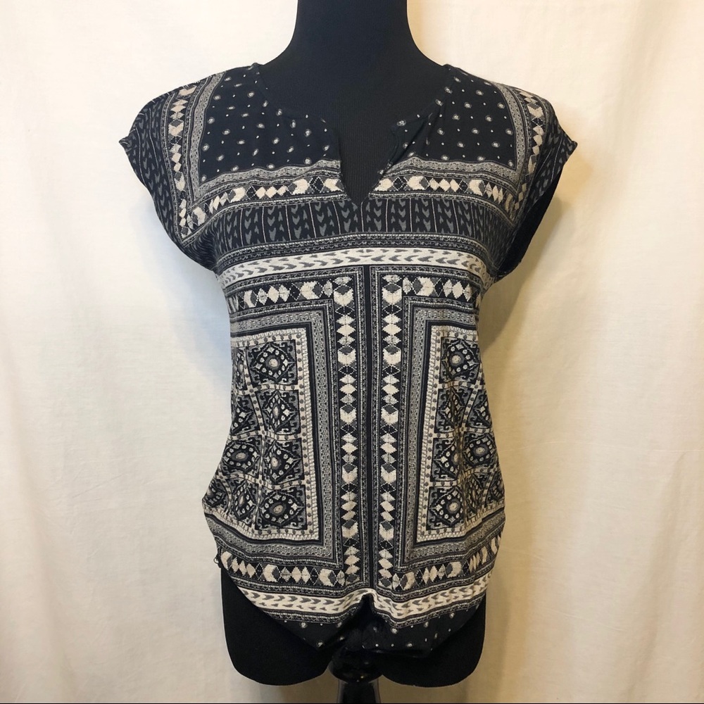 Lucky Brand Boho Tie Front Blouse - Size S - Picture 1 of 8